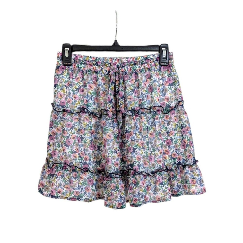 Sienna Sky Stretch Waist Pull On Floral Tiered Skirt - Size Large Womens
